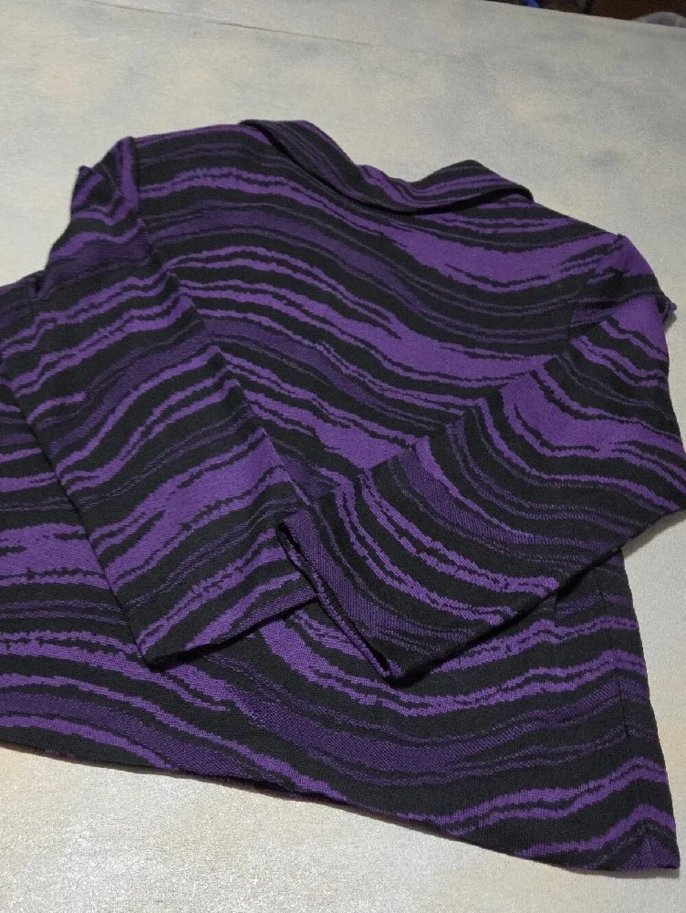 Ming Wang Purple and Black Zebra-Print Knit Jacket